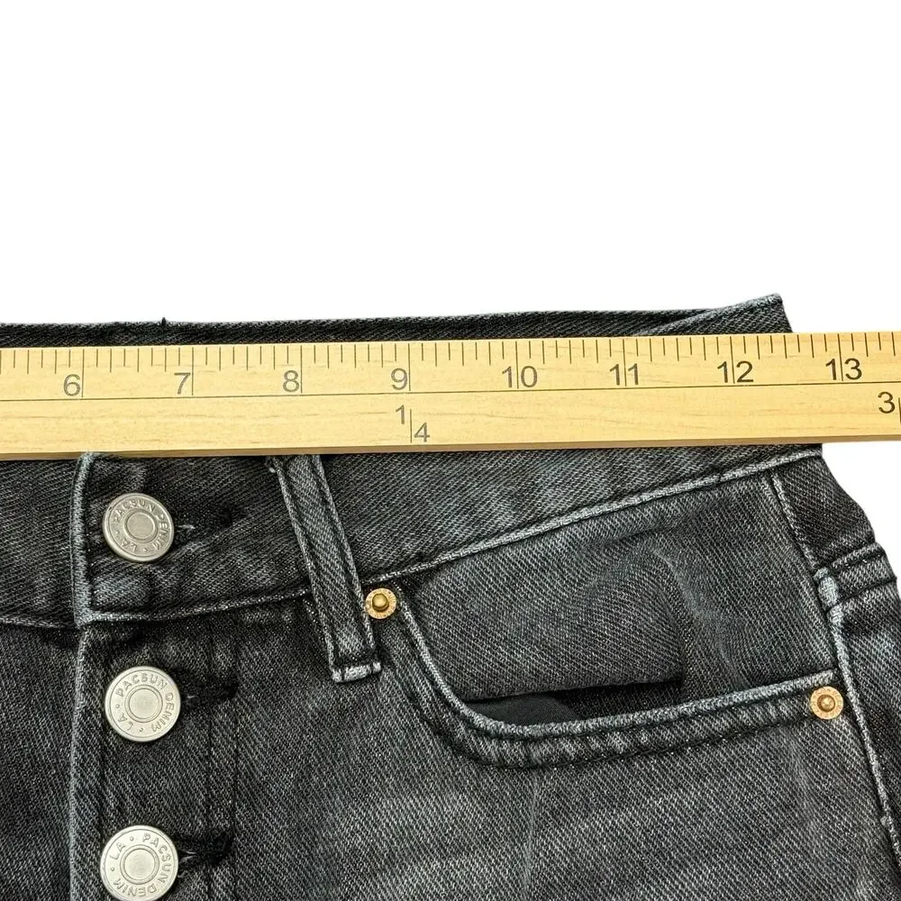 PacSun Jeans Women's Size 24 (25x27)‎ Black Button Fly Ultra High Rise Slim Worn